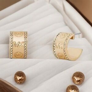 Michael Kors Gold Hoop Earrings with Silver Detailing